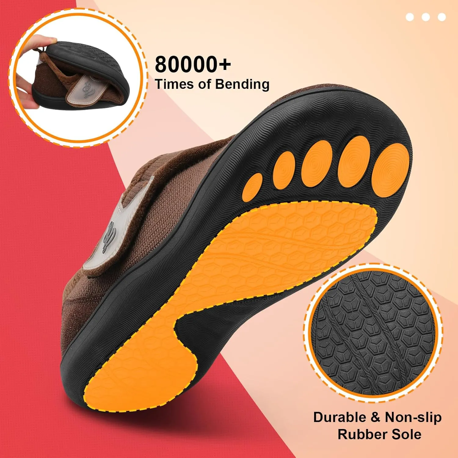 LeIsfIt Mens Slippers Wide House Shoes Adjustable Diabetic Shoes Arthritis Swollen House Slippers Indoor Outdoor