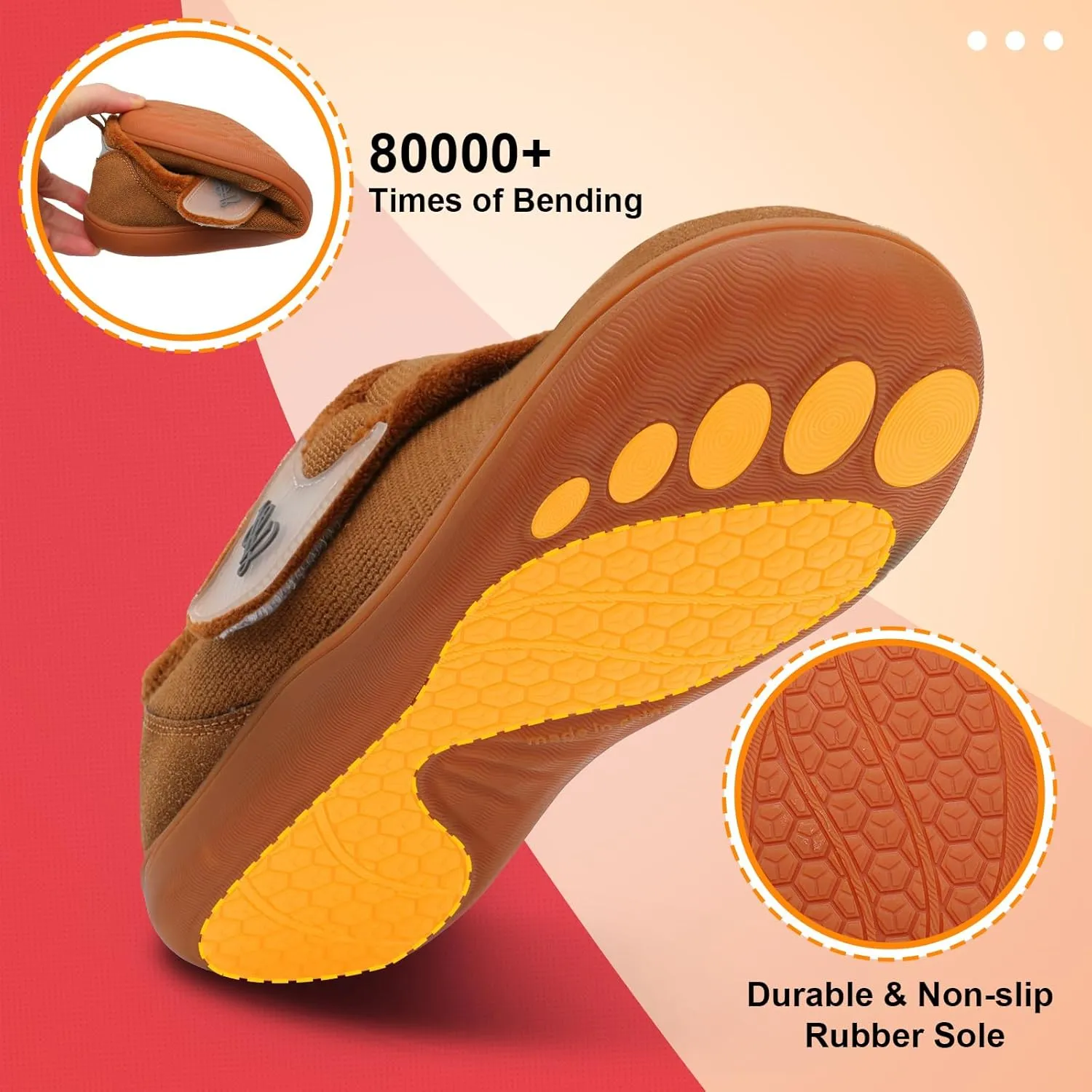 LeIsfIt Mens Slippers Wide House Shoes Adjustable Diabetic Shoes Arthritis Swollen House Slippers Indoor Outdoor