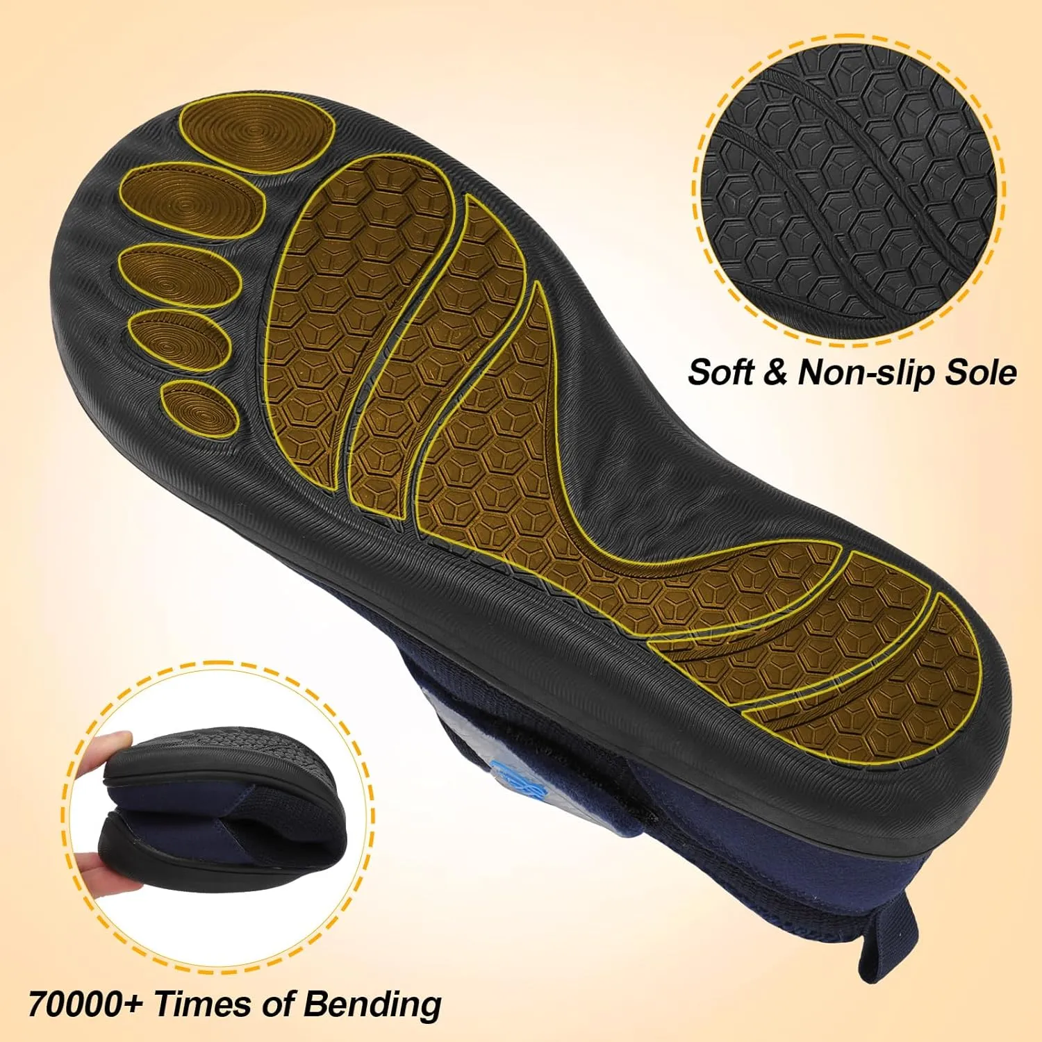 LeIsfIt Womens Slippers Wide Diabetic Shoes Adjustable Arthritis Edema House Shoes Indoor Outdoor Slippers