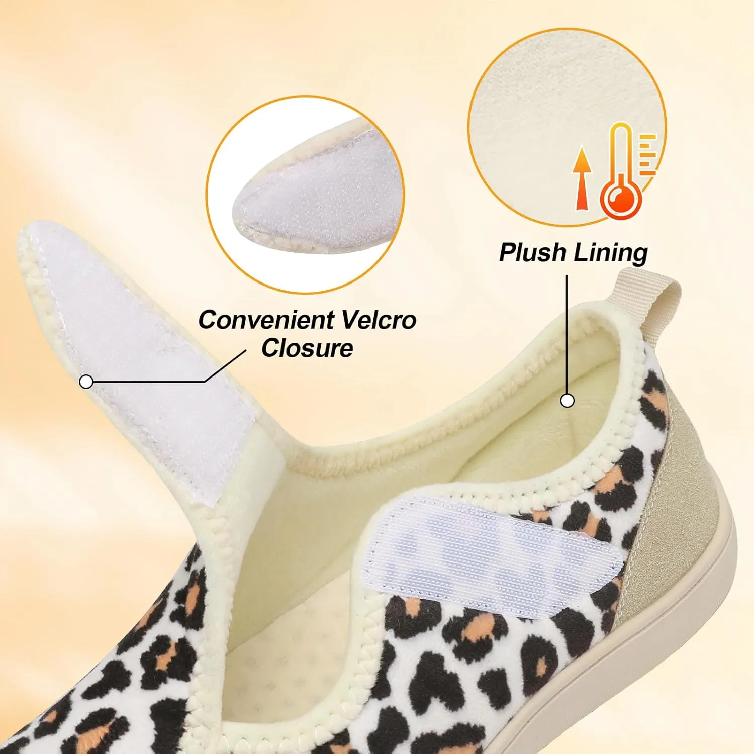 LeIsfIt Womens Slippers Wide Diabetic Shoes Adjustable Arthritis Edema House Shoes Indoor Outdoor Slippers