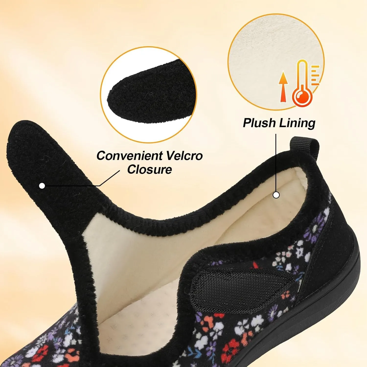 LeIsfIt Womens Slippers Wide Diabetic Shoes Adjustable Arthritis Edema House Shoes Indoor Outdoor Slippers