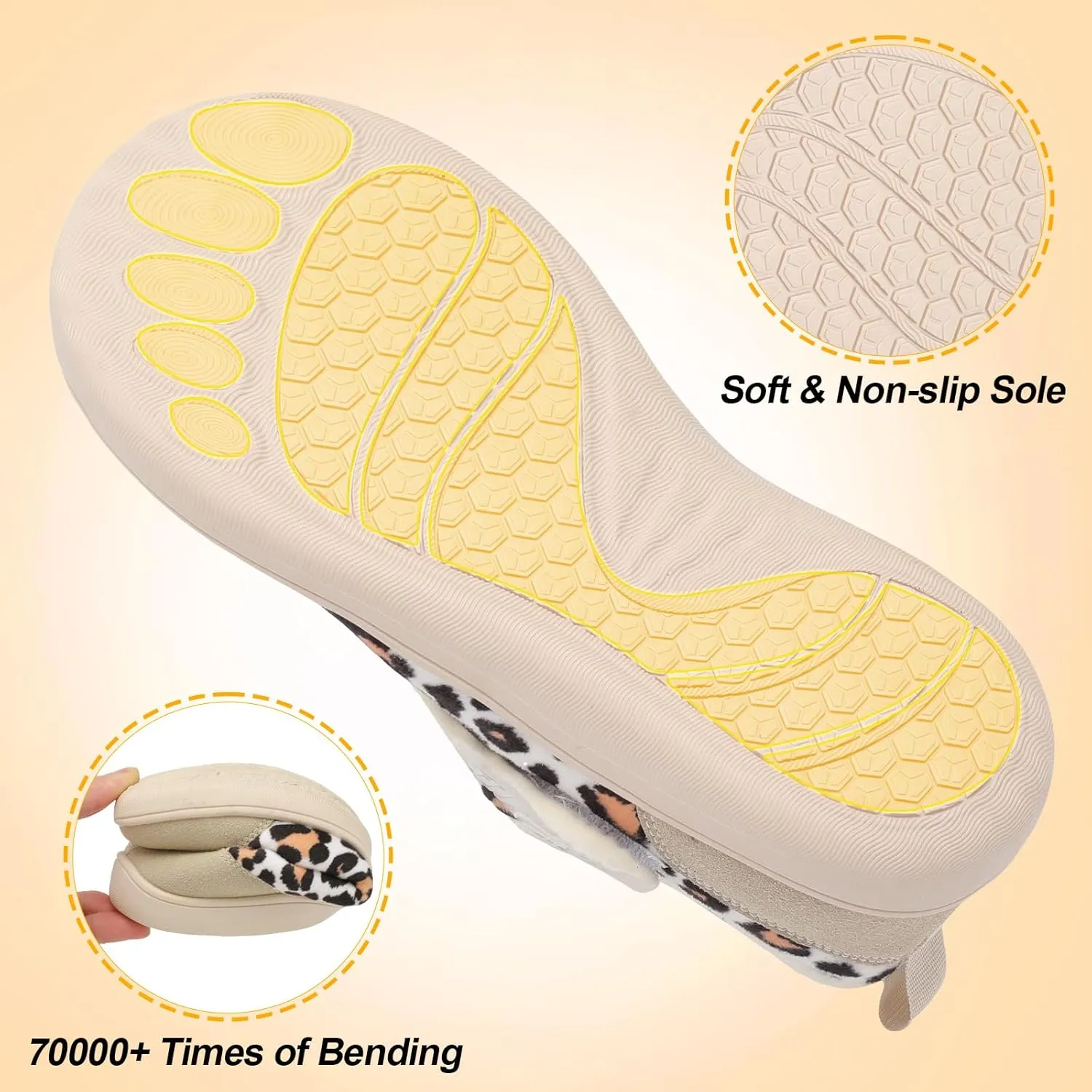 LeIsfIt Womens Slippers Wide Diabetic Shoes Adjustable Arthritis Edema House Shoes Indoor Outdoor Slippers