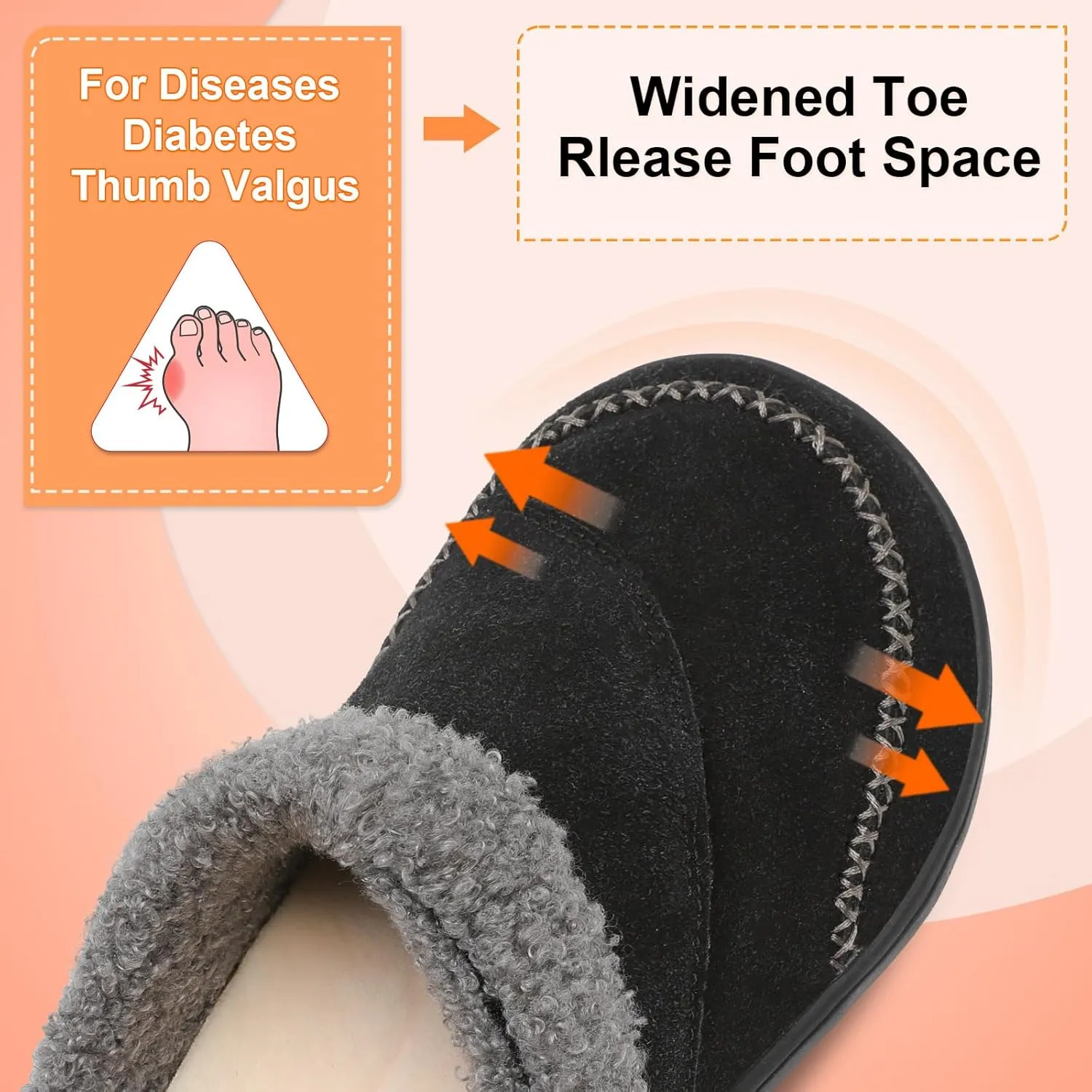 LeIsfIt Womens Wide Slippers Adjustable Diabetic Slippers Memory Foam Swollen Arthritis Edema House Shoes Indoor Outdoor