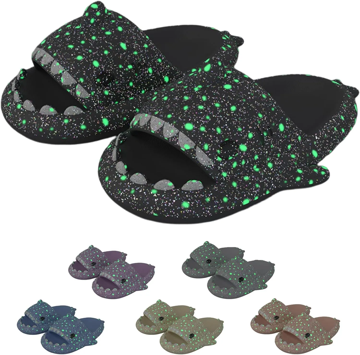 LELEBEAR Galaxy Shark Slides, Shark Slippers Thick Cloud Summer Beach Women Men Shoes
