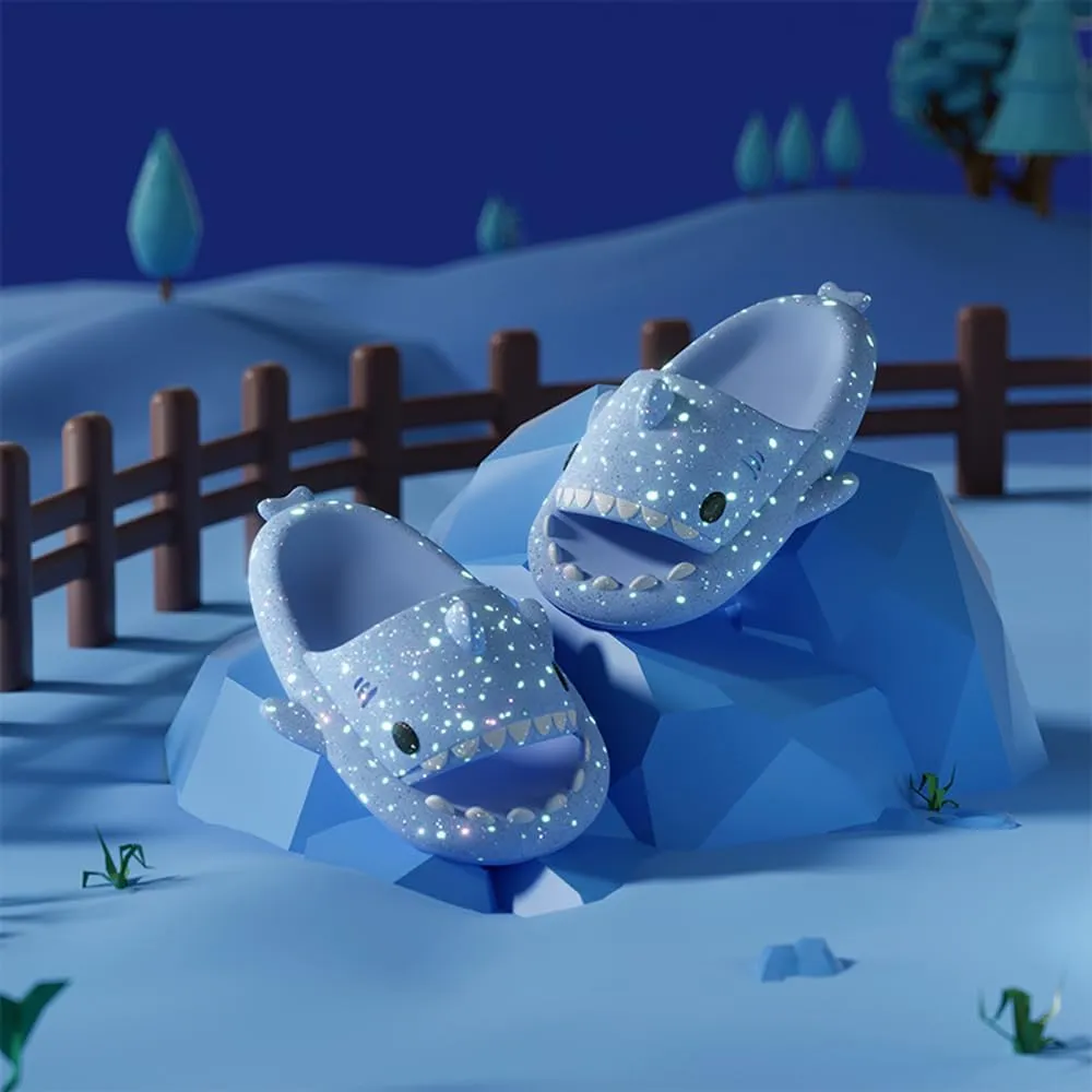 LELEBEAR Galaxy Shark Slides, Shark Slippers Thick Cloud Summer Beach Women Men Shoes