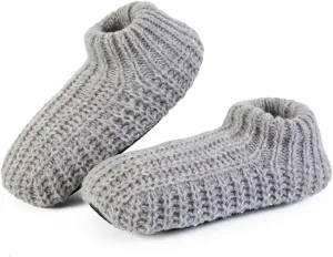 LEMZONE Men's Cozy Slipper Socks Non Slip Winter Warm Indoor Soft Sole Sock Shoes with Sherpa Lining