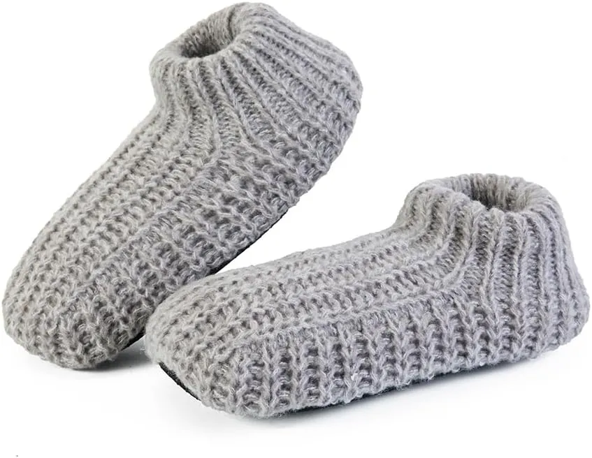 LEMZONE Men's Cozy Slipper Socks Non Slip Winter Warm Indoor Soft Sole Sock Shoes with Sherpa Lining