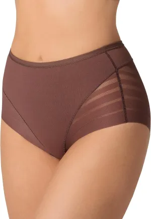 Leonisa High Waisted Invisible Tummy Control Shapewear for Women - Stripe Lace Ladies Underwear Panties