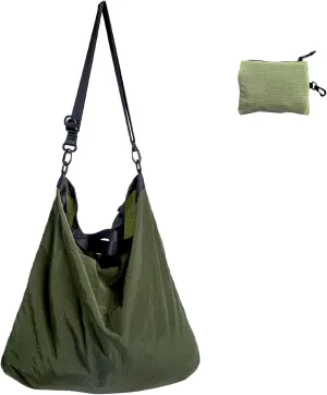 Lightweight Foldable Nylon Crossbody Bag, NO ZIPPER, Compact Polyester Packable Totes, Collapsible Handbag for Travel