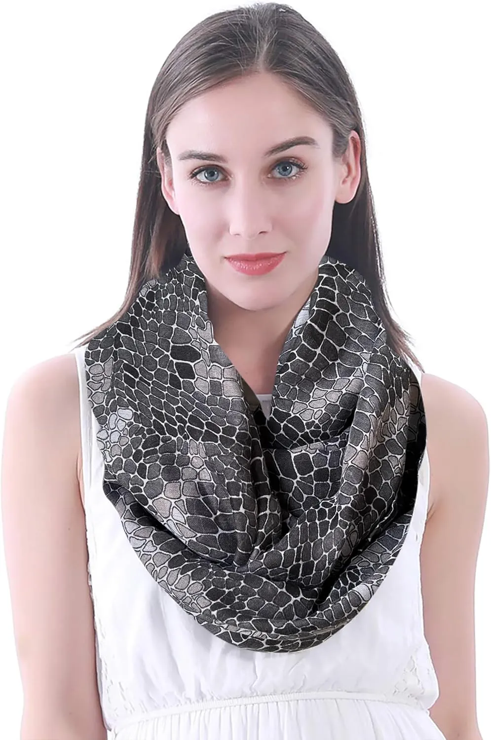Lina & Lily Crocodile Animal Print Women's Infinity Scarf Lightweight