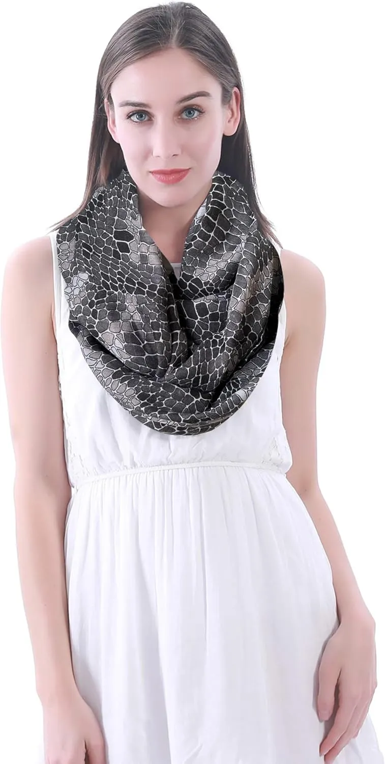 Lina & Lily Crocodile Animal Print Women's Infinity Scarf Lightweight