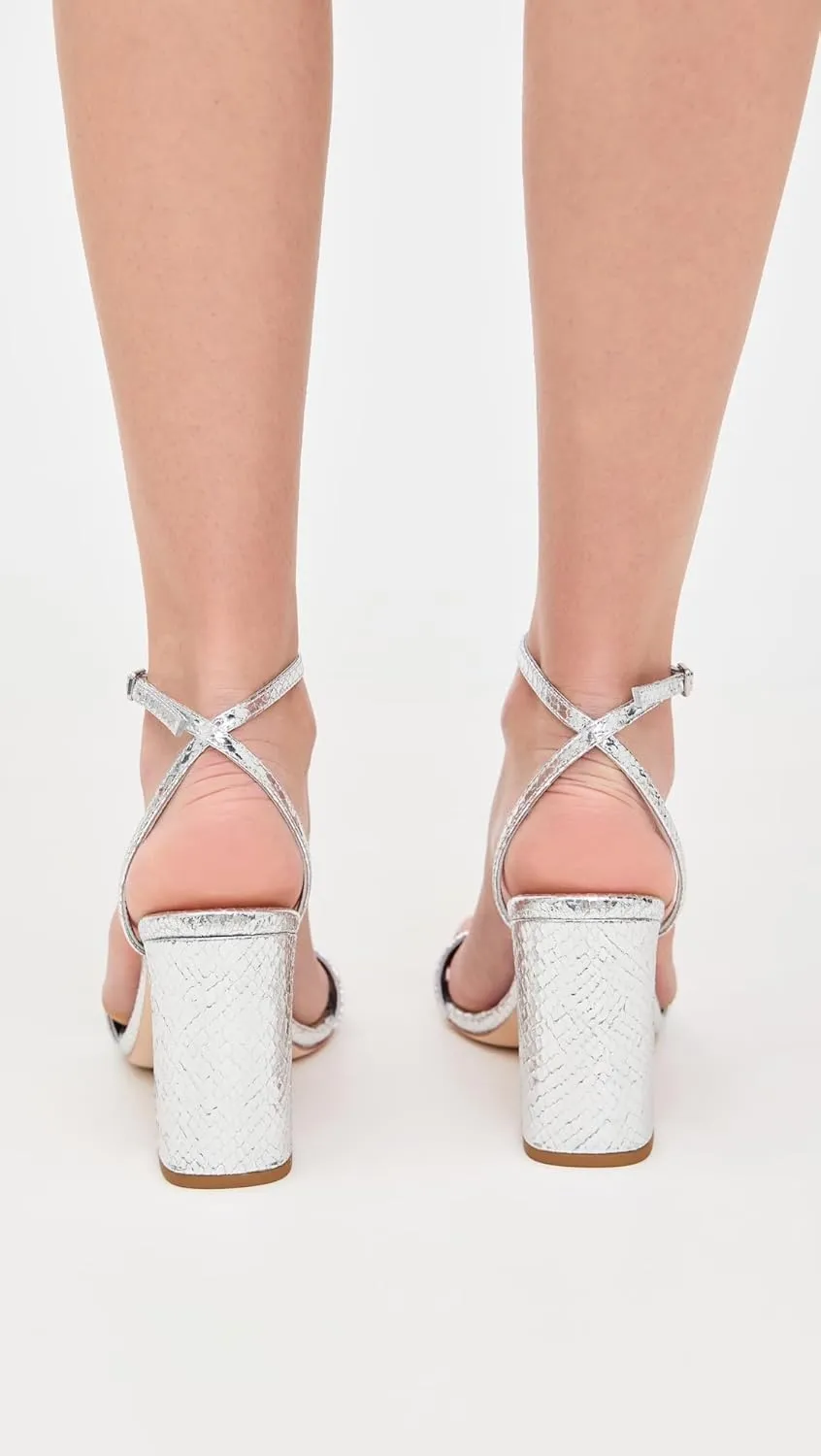 Loeffler Randall Women's Malia Curved Heel Simple Sandals with Ankle Wrap