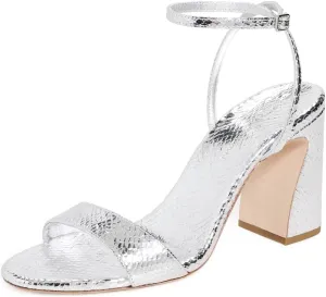 Loeffler Randall Women's Malia Curved Heel Simple Sandals with Ankle Wrap