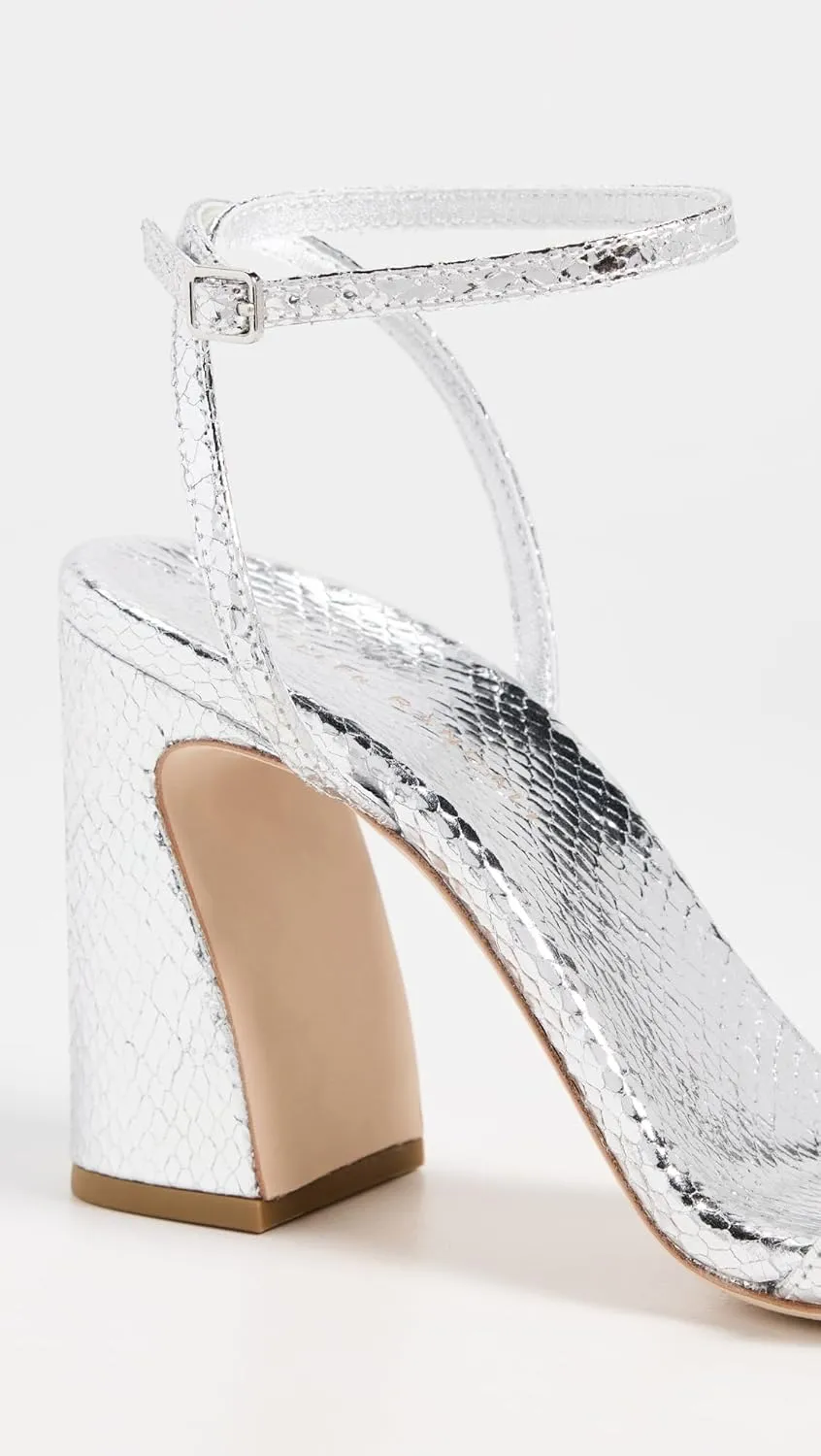 Loeffler Randall Women's Malia Curved Heel Simple Sandals with Ankle Wrap