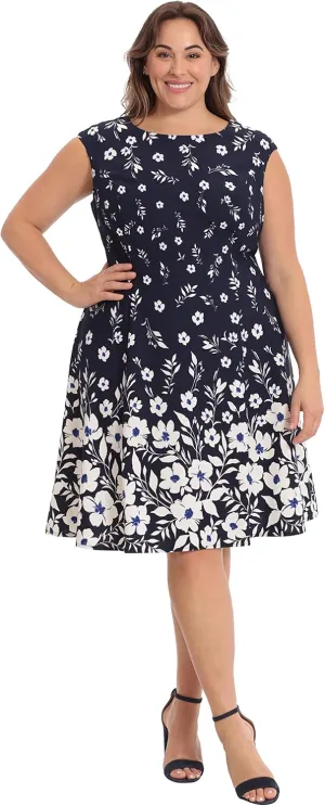 London Times Women's Perfect Versatile Scuba Crepe Fit & Flare Dress Event Guest of Occasion Office Career