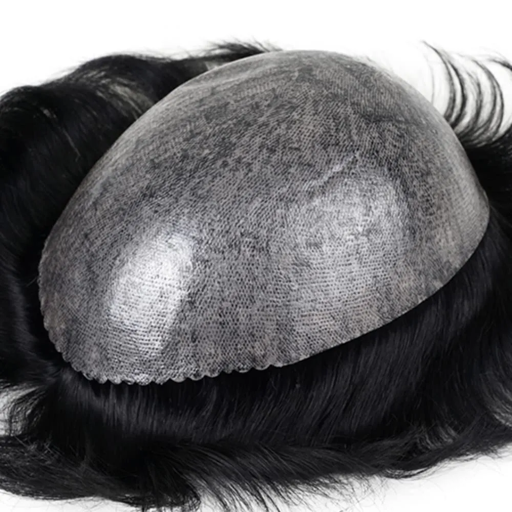 Lordhair Toupee for Men Thin Skin with Gauze Durable Hair System Men's Hairpieces 8x10 Inches Base (8x10)#1B
