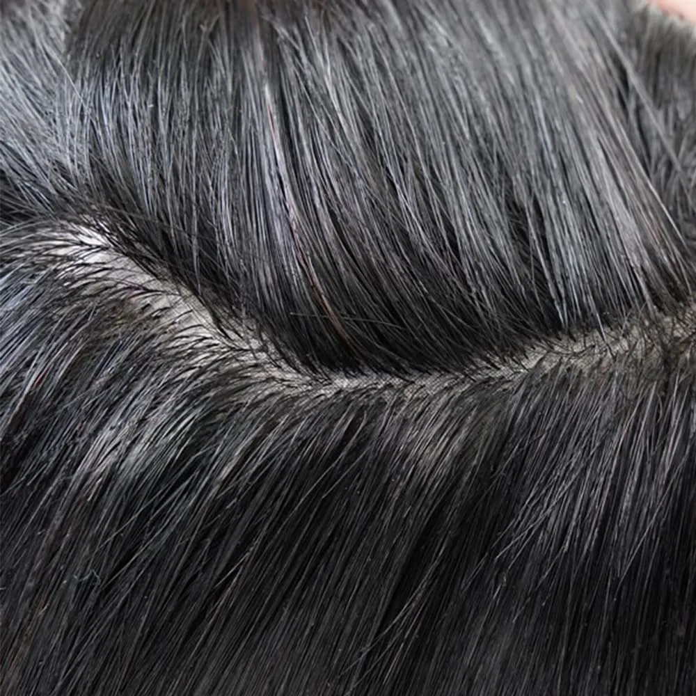 Lordhair Toupee for Men Thin Skin with Gauze Durable Hair System Men's Hairpieces 8x10 Inches Base (8x10)#1B