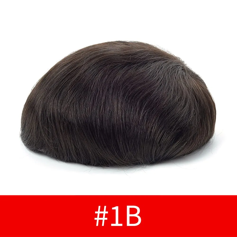 Lordhair Toupee for Men Thin Skin with Gauze Durable Hair System Men's Hairpieces 8x10 Inches Base (8x10)#1B
