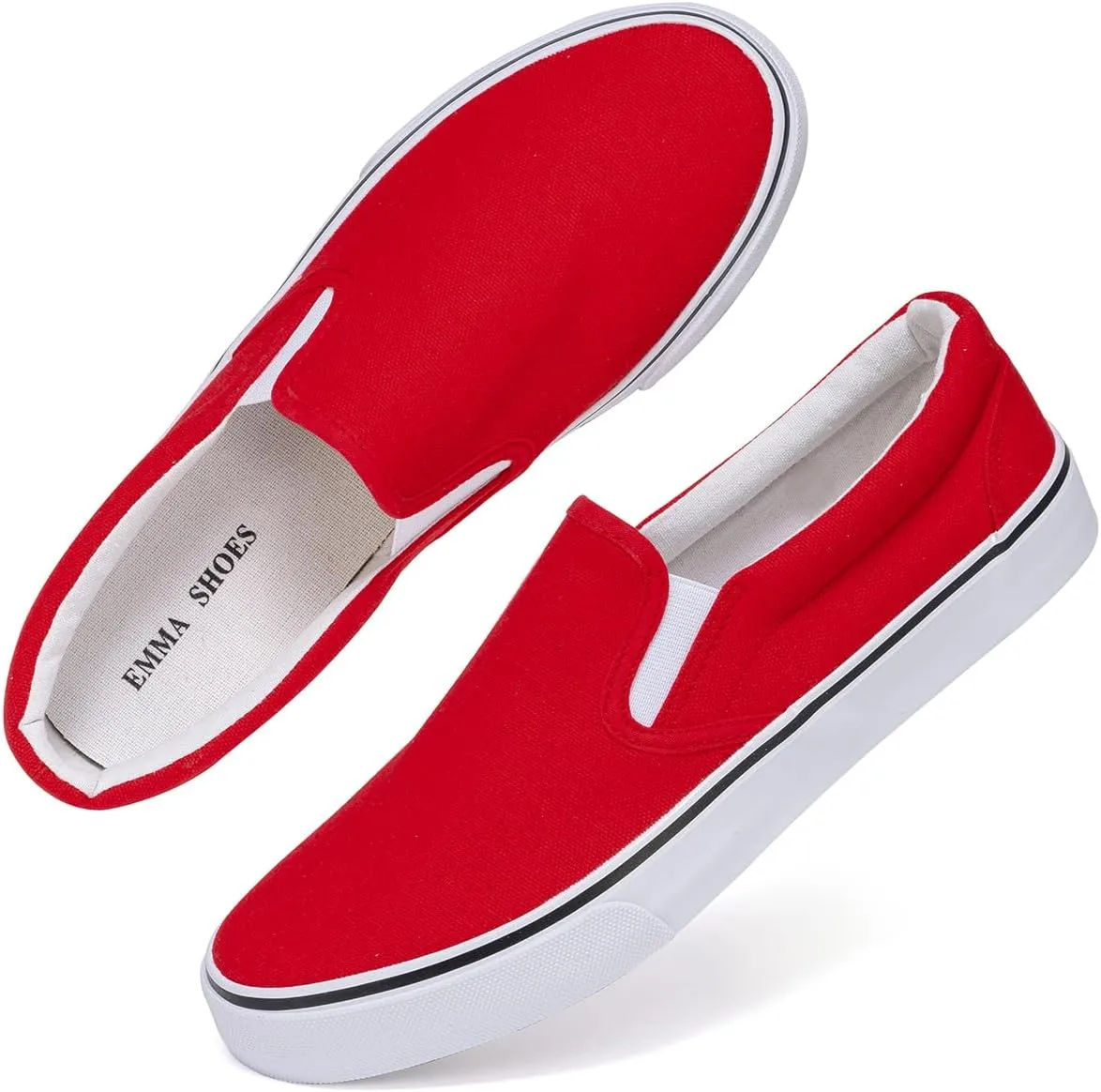 Low-Top Slip Ons Women's Fashion Sneakers Casual Canvas Sneakers for Women Comfortable Flats Breathable Padded Insole Slip on Sneakers Women Low Slip on Shoes