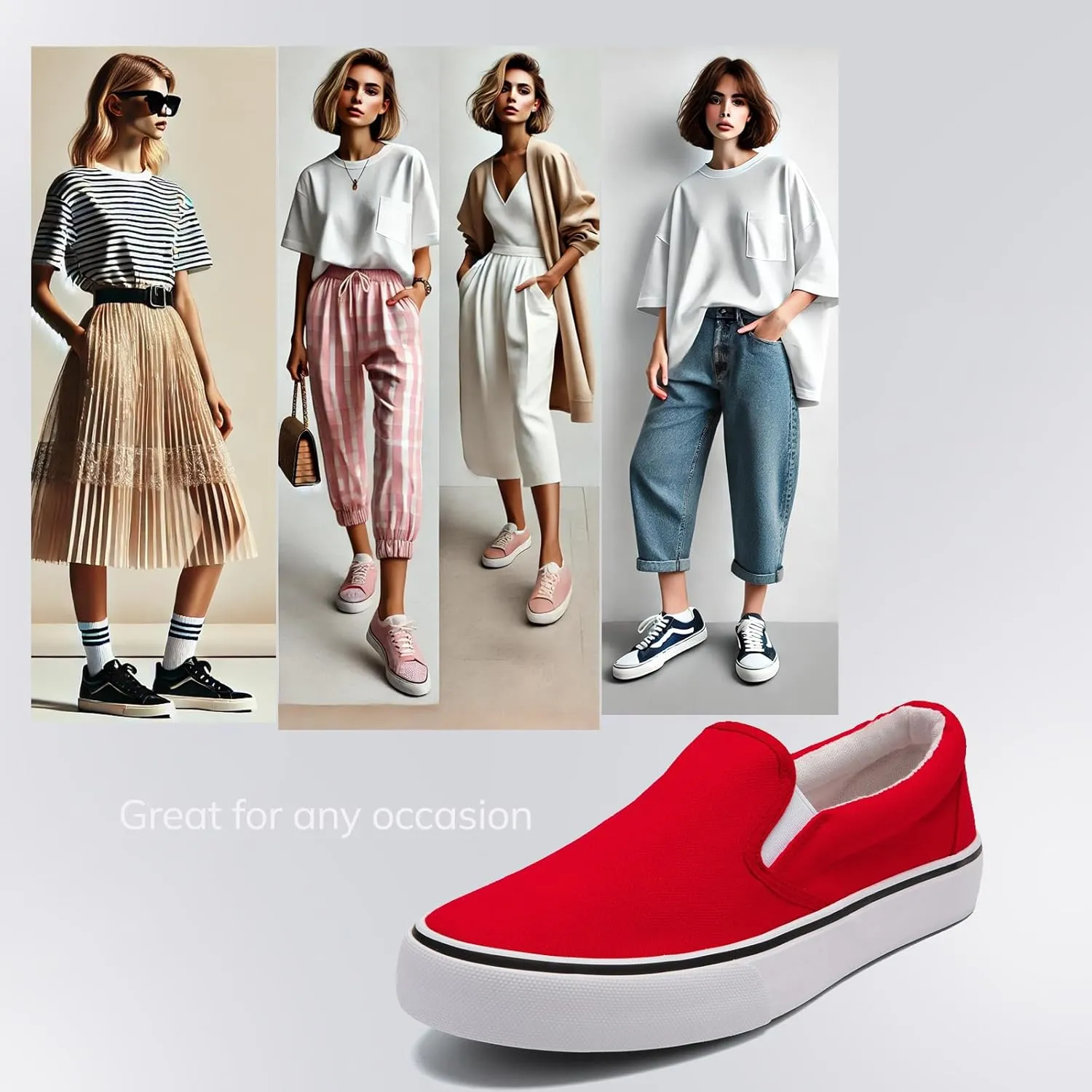 Low-Top Slip Ons Women's Fashion Sneakers Casual Canvas Sneakers for Women Comfortable Flats Breathable Padded Insole Slip on Sneakers Women Low Slip on Shoes
