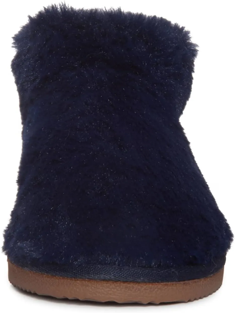 Lucky Brand Girls Plush Bootie Slippers, Fuzzy Rubber Sole Bedroom Slipper Booties, Little Kids Cozy Fluffy House Shoes Boots