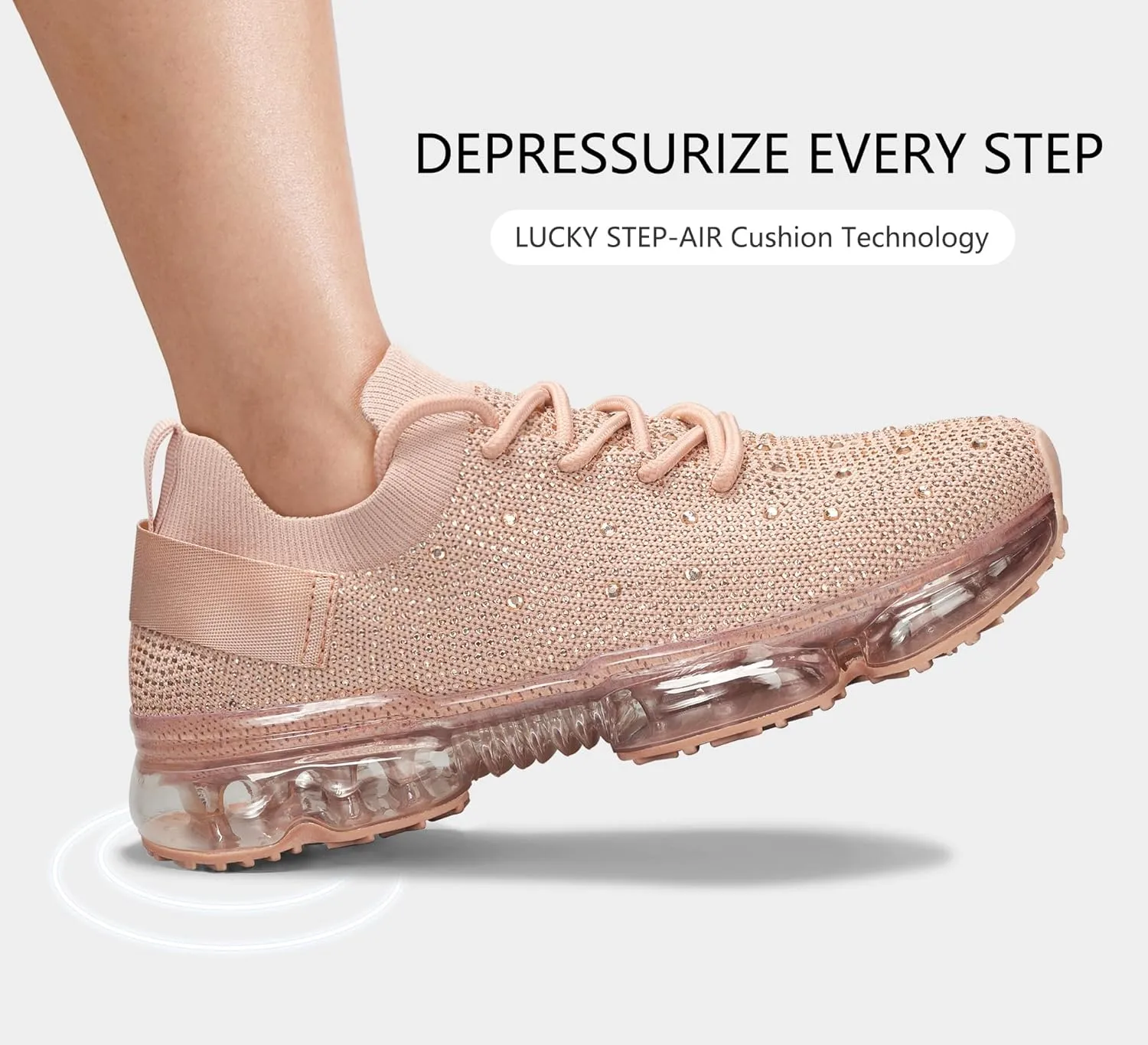 LUCKY STEP Women Air Cushion Fashion Sneakers Breathable Casual Comfortable Lightweight Walking Shoes