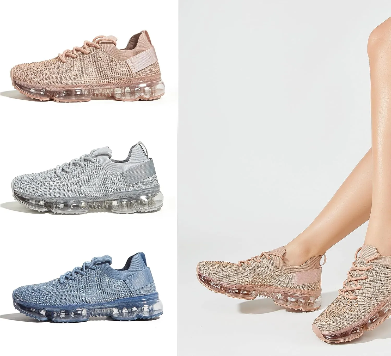 LUCKY STEP Women Air Cushion Fashion Sneakers Breathable Casual Comfortable Lightweight Walking Shoes