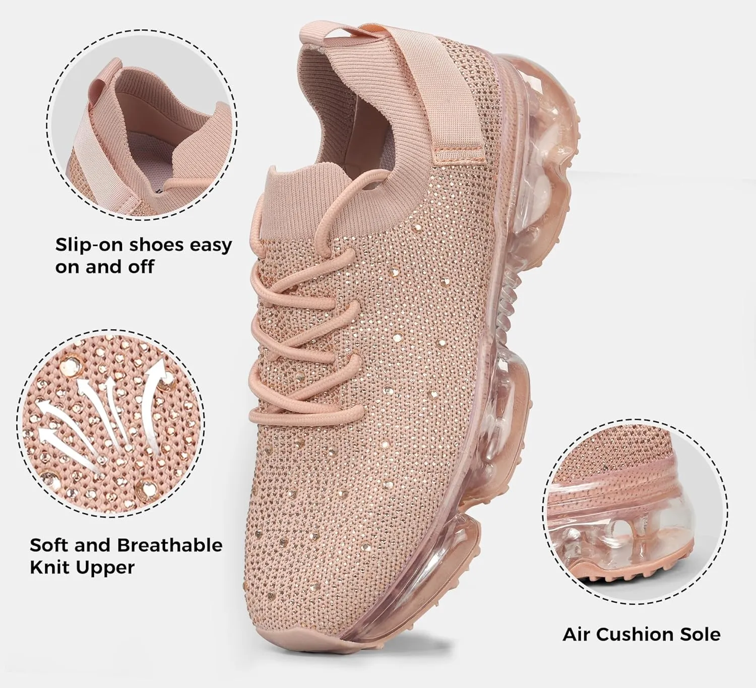 LUCKY STEP Women Air Cushion Fashion Sneakers Breathable Casual Comfortable Lightweight Walking Shoes