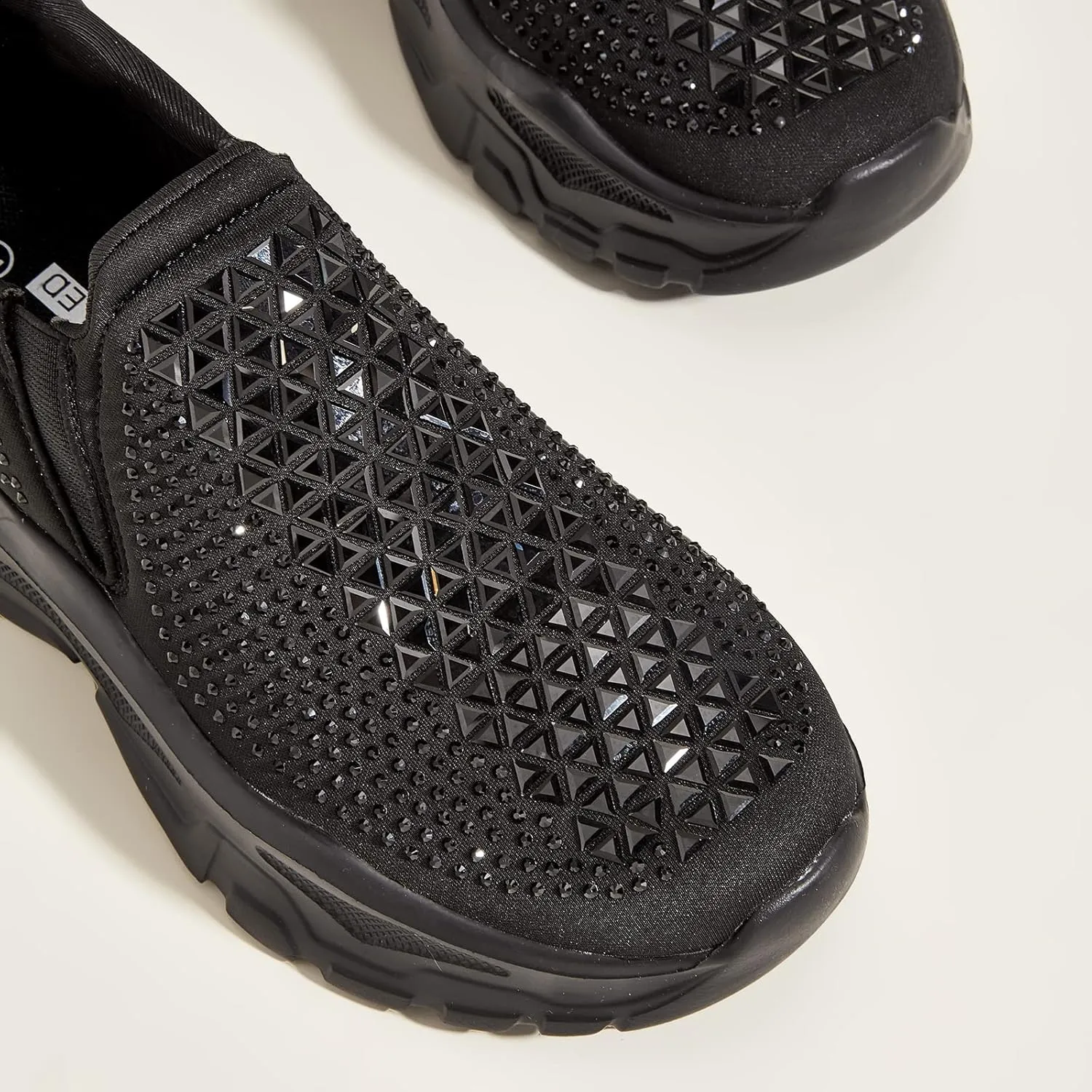 LUCKY STEP Women Slip On Rhinestone Sneaker Chunky Fashion Platform Sparkly Elastic Walking Shoes