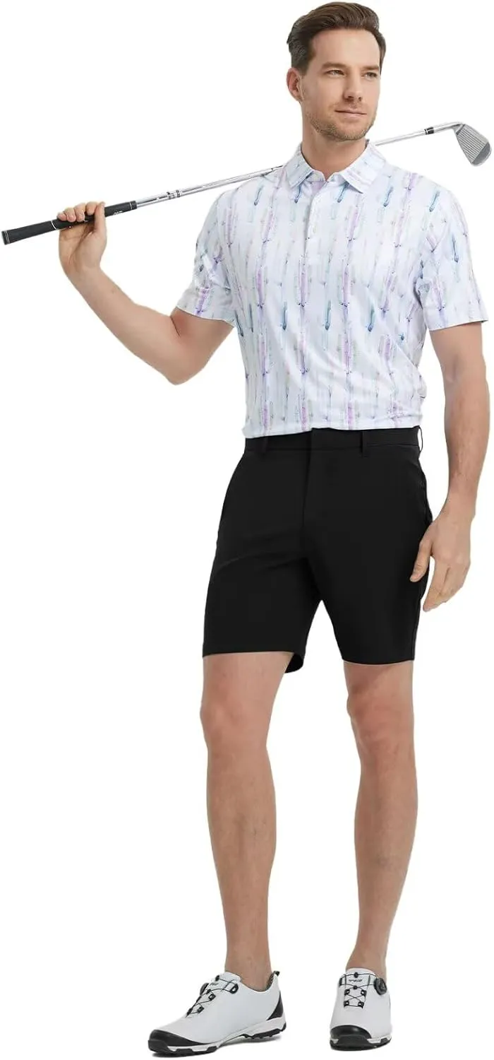 M MAELREG Mens Golf Shorts 7"/9" Lightweight Quick Dry Water-Resistant Stretch Waistband Flat Front Casual Mens Dress Shorts