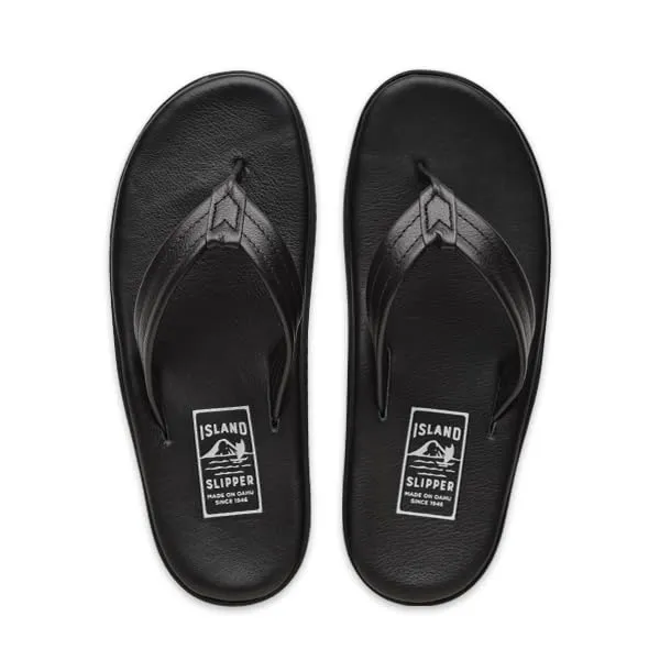 Made in Hawaii Unisex Premium Leather Thong Sandals with Arch Support (PB202-BLAC-7)