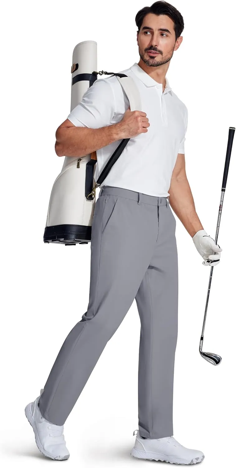 MAGCOMSEN Mens Golf Pants Stretch Dress Pants Quick Dry Water Resistant Lightweight Flat Front Work Pants Moisture Wicking