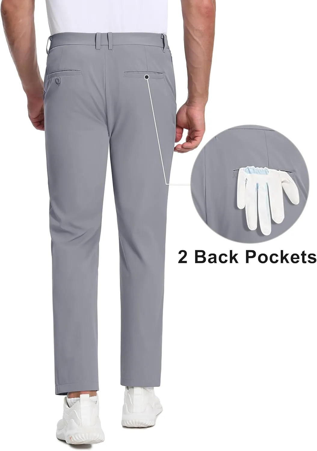 MAGCOMSEN Mens Golf Pants Stretch Dress Pants Quick Dry Water Resistant Lightweight Flat Front Work Pants Moisture Wicking