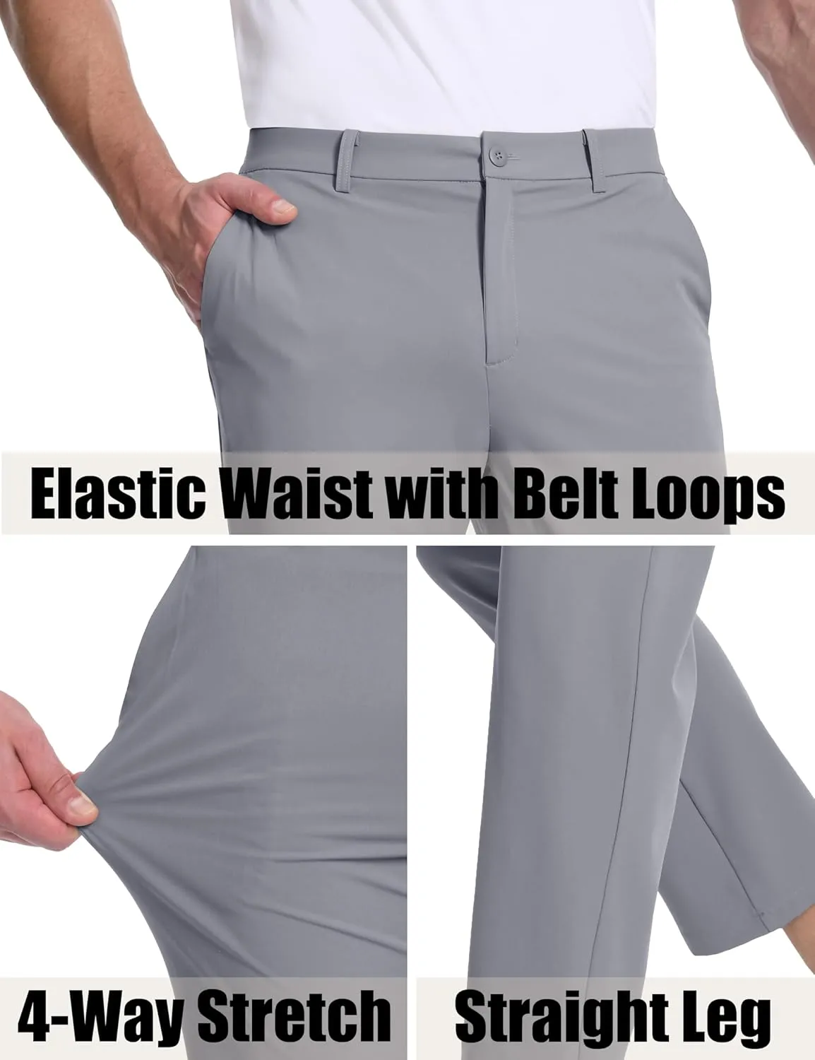 MAGCOMSEN Mens Golf Pants Stretch Dress Pants Quick Dry Water Resistant Lightweight Flat Front Work Pants Moisture Wicking