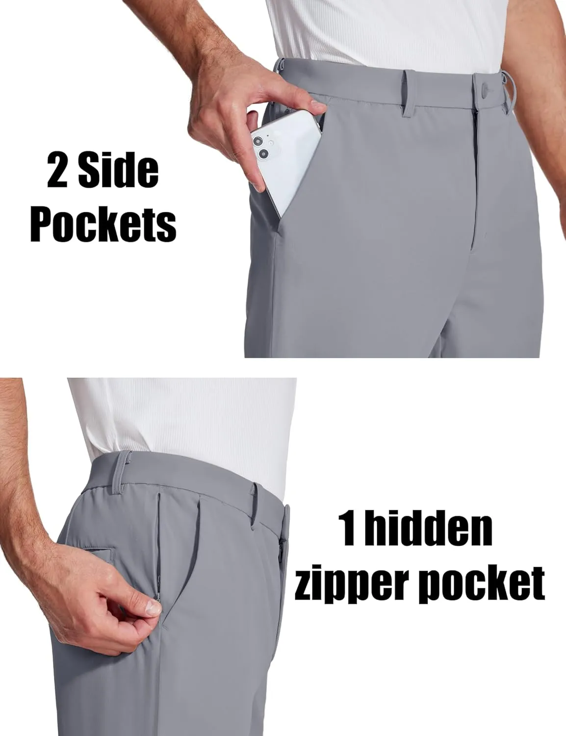 MAGCOMSEN Mens Golf Pants Stretch Dress Pants Quick Dry Water Resistant Lightweight Flat Front Work Pants Moisture Wicking