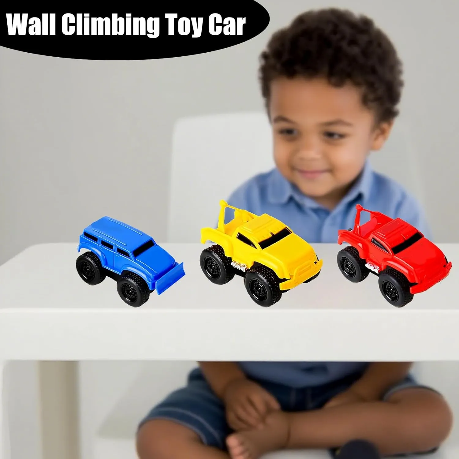 Magnetic Wall Climbing Toy Car, Wall Climbing Toy Car, 2025 Upgraded Magnetic Wall Climbing Cars, Travel on Vertical Surfaces Such as Walls and Ceilings (Red/Yellow/Blue)