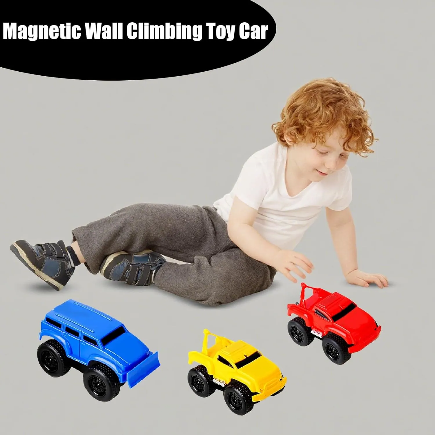 Magnetic Wall Climbing Toy Car, Wall Climbing Toy Car, 2025 Upgraded Magnetic Wall Climbing Cars, Travel on Vertical Surfaces Such as Walls and Ceilings (Red/Yellow/Blue)