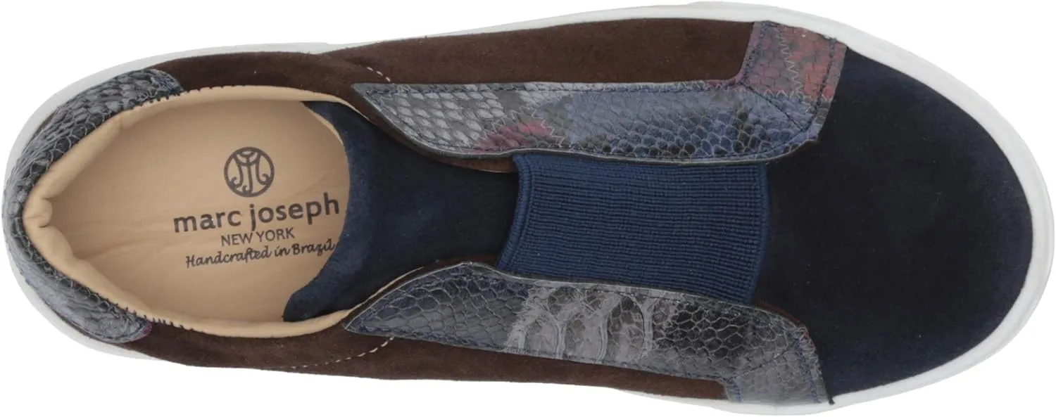 MARC JOSEPH NEW YORK Unisex-Child Kids Boys/Girls Leather Made in Brazil Slip on Elastic Detail Sneaker