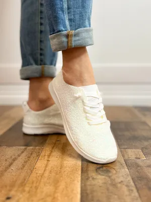 Mayo Glitter Lace Up Tennis Shoes in White