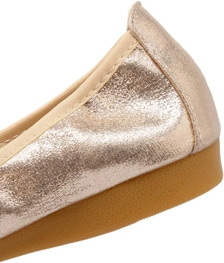 Meeshine Womens Foldable Soft Pointed Toe Ballet Flats Rhinestone Comfort Slip on Flat Shoes