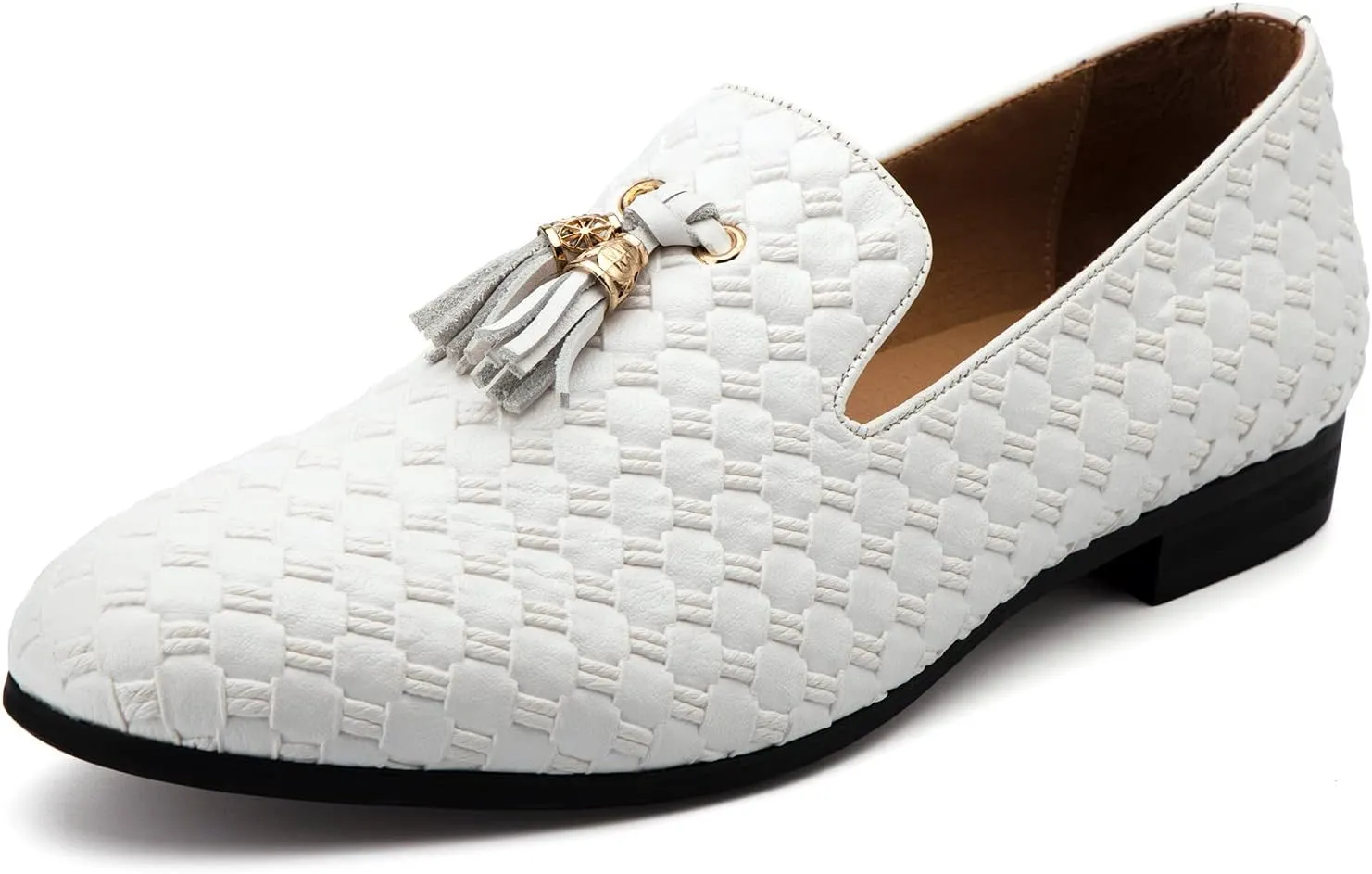Meijiana Men Faux Leather Noble Loafer Shoes Slip-on Loafer Smoking Slipper Tassel Loafer