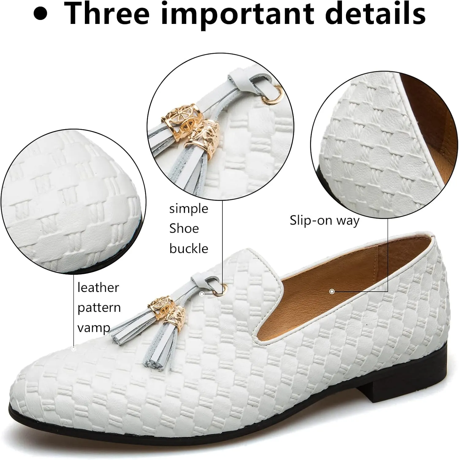 Meijiana Men Faux Leather Noble Loafer Shoes Slip-on Loafer Smoking Slipper Tassel Loafer