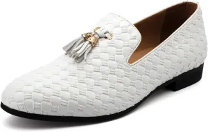Meijiana Men Faux Leather Noble Loafer Shoes Slip-on Loafer Smoking Slipper Tassel Loafer