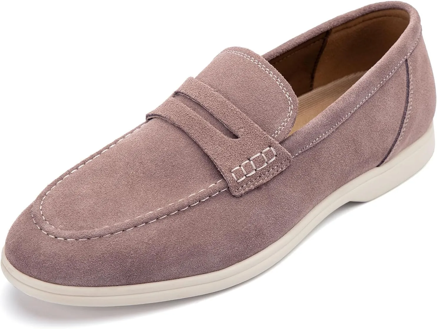 Meijiana Men's Genuine Leather Loafers Slip-On Moccasins Suede Dress Shoes, Lightweight and Breathable with Rubber Sole Stylish Mens Loafers