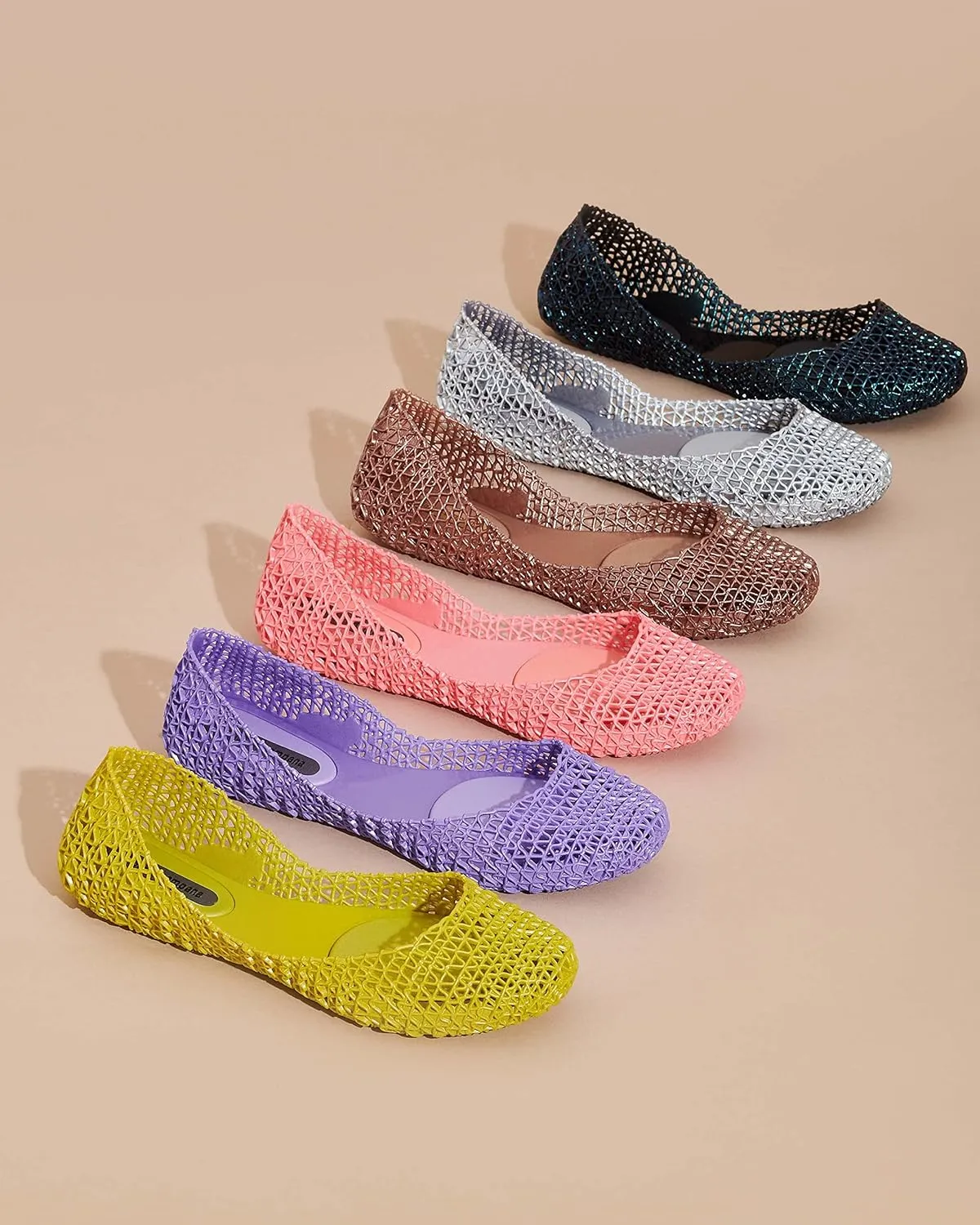 Melissa Campana Papel Flats for Women - Comfortable, Stylish & Flexible Slide-On Closed-Toe Jelly Flat Shoes with Hollow Interwoven Cut Out Design