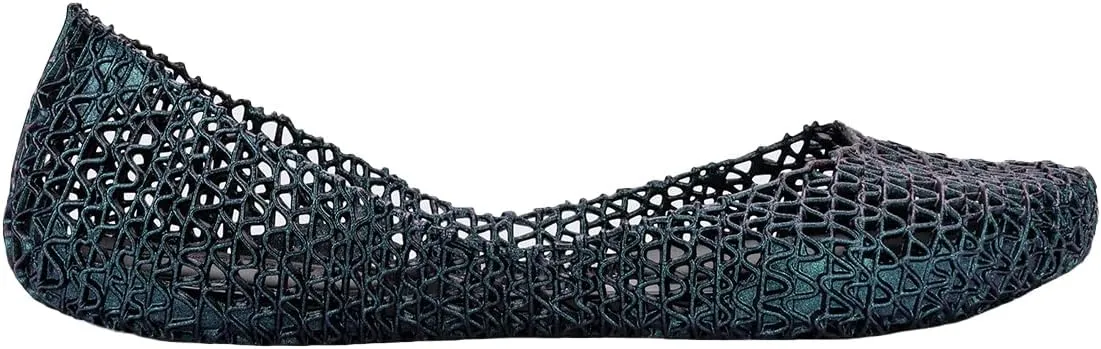 Melissa Campana Papel Flats for Women - Comfortable, Stylish & Flexible Slide-On Closed-Toe Jelly Flat Shoes with Hollow Interwoven Cut Out Design