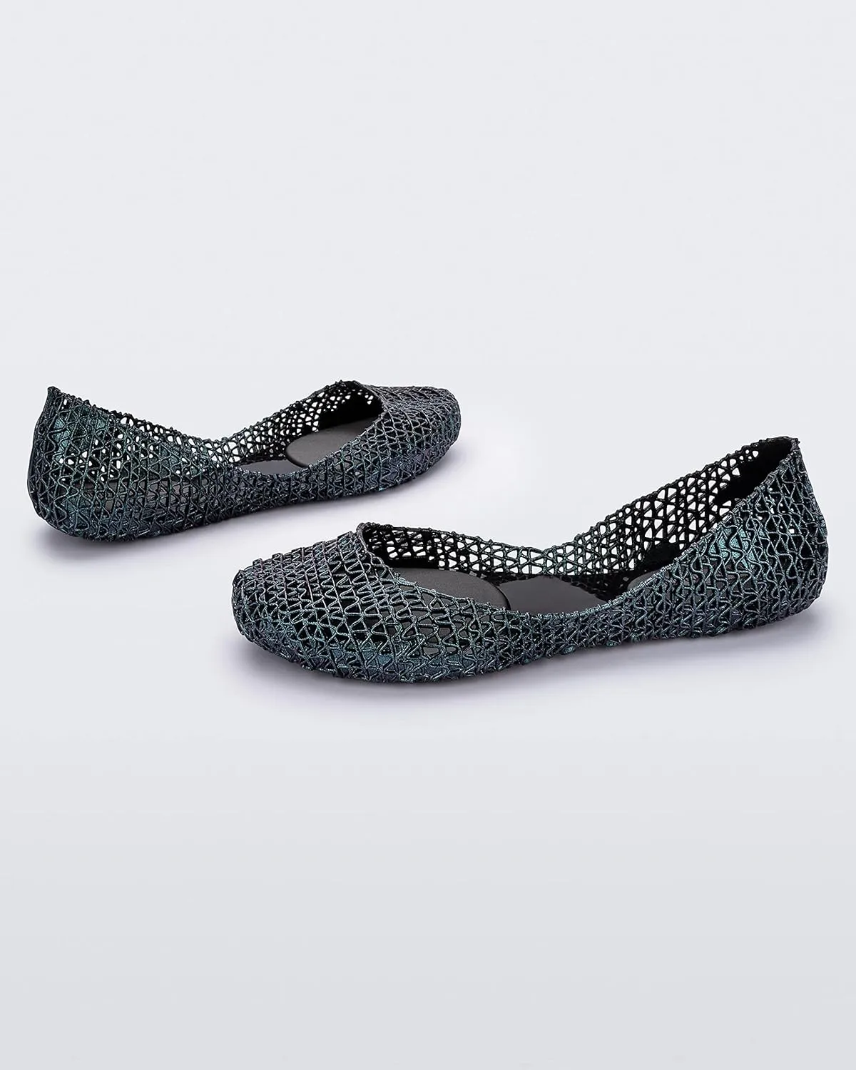 Melissa Campana Papel Flats for Women - Comfortable, Stylish & Flexible Slide-On Closed-Toe Jelly Flat Shoes with Hollow Interwoven Cut Out Design