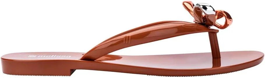 Melissa Harmonic Eclipse Womens Fashion Sandals - Dressy Flip Flops with Metallic Bow - Lightweight PVC, Flexible Design - Summer Sandals for Women, Flat & Flexible