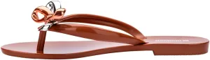 Melissa Harmonic Eclipse Womens Fashion Sandals - Dressy Flip Flops with Metallic Bow - Lightweight PVC, Flexible Design - Summer Sandals for Women, Flat & Flexible