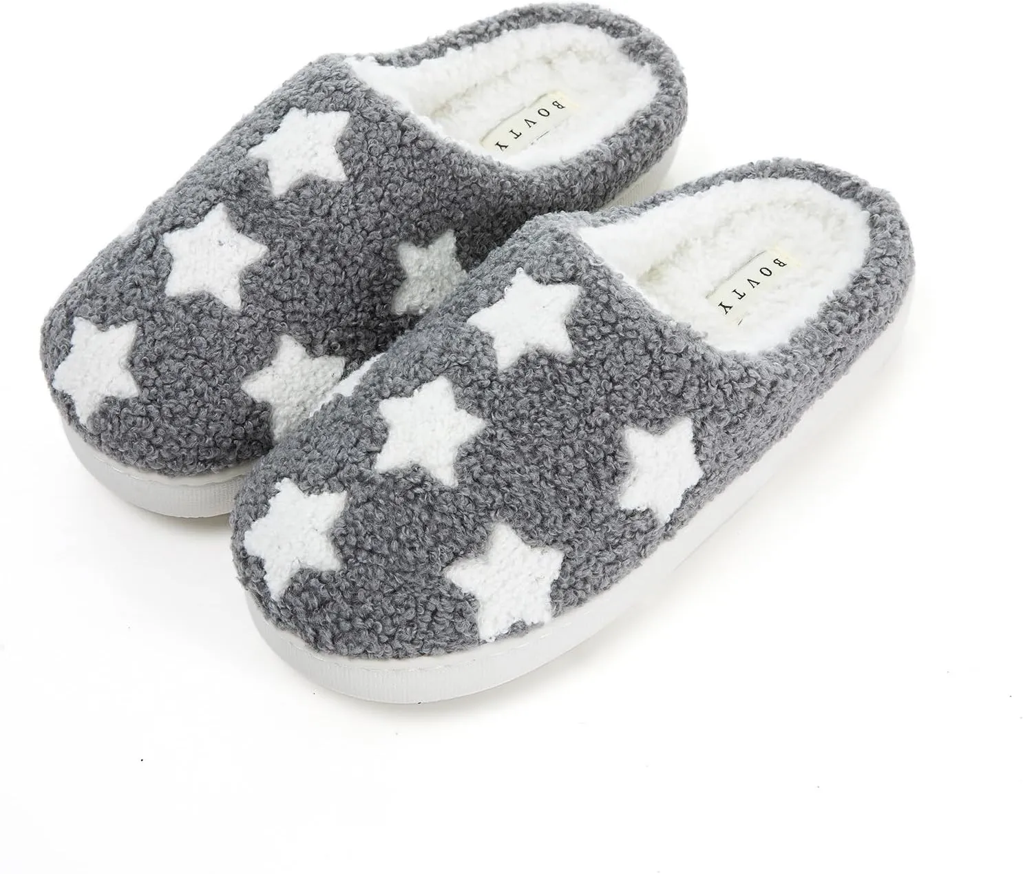 Memory Foam Slippers for Women - House Slip-on with Colorful Hearts & Stars Pattern Cute Cozy Bedroom shoes